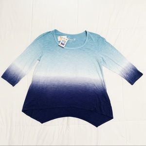 NWT Seven7 3/4 Sleeve Dip Dye Tee
